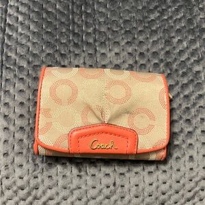 Coach Khaki and Coral Wallet